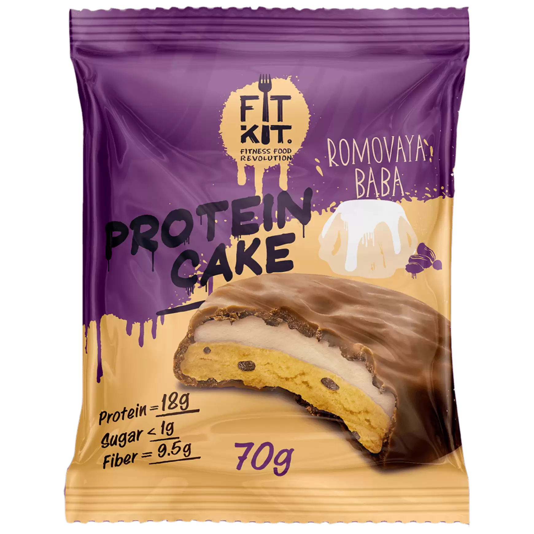 Протеиновое печенье Fit Kit Protein Cake, 70 гр. (Ромовая баба)