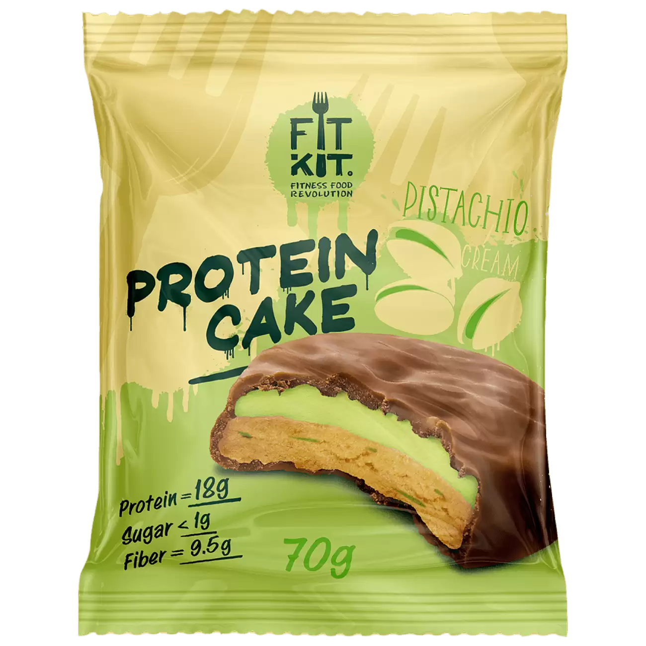 Протеиновое печенье Fit Kit Protein Cake, 70 гр. (Фисташковый крем)