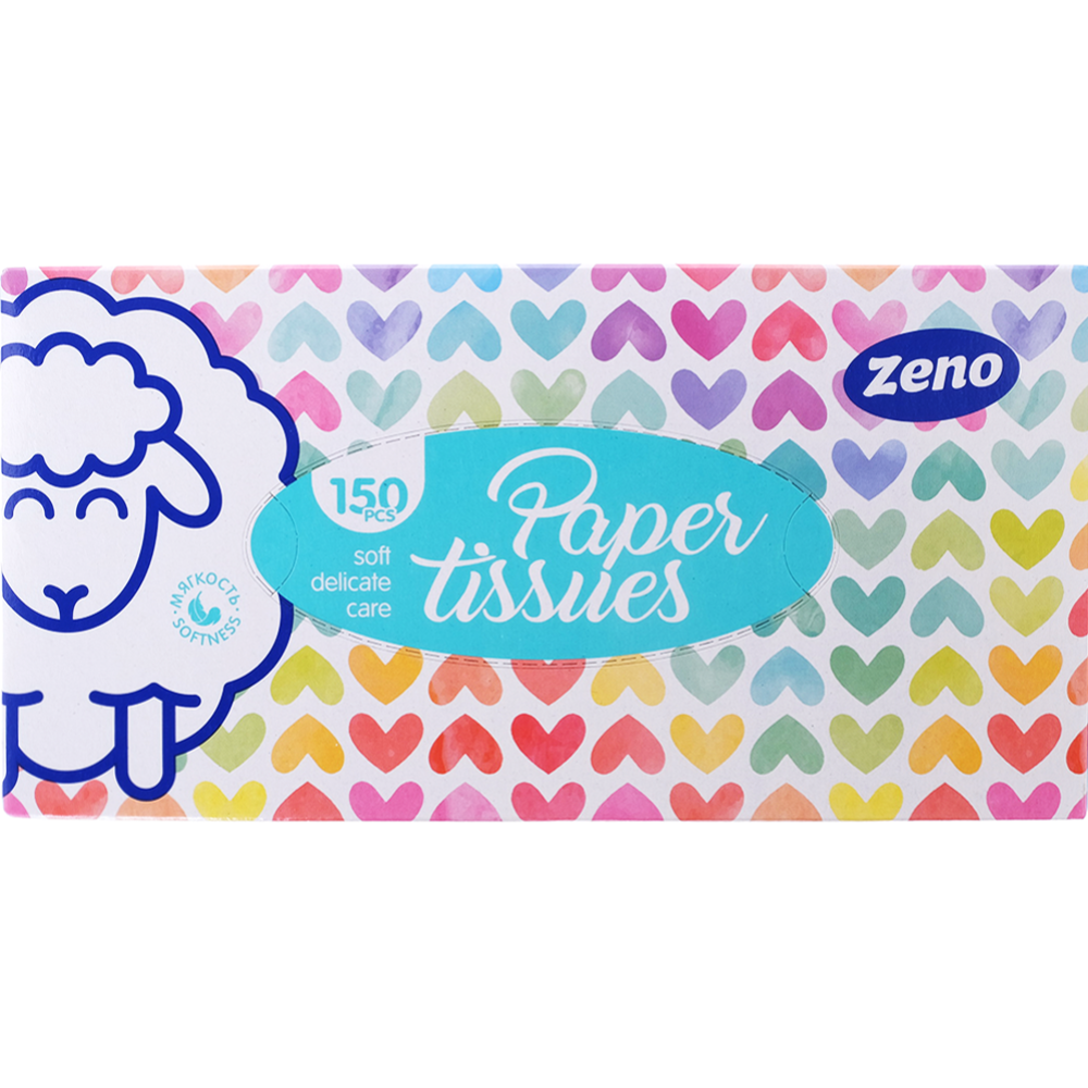 Платочки бумажные носовые «Zeno» 20х21 см, 150 шт
