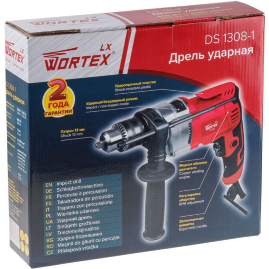 Дрель «Wortex» LX DS 1308-1, 0329087