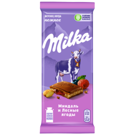 Шоколад молочный «Milka» миндаль и лесные ягоды, 85 г