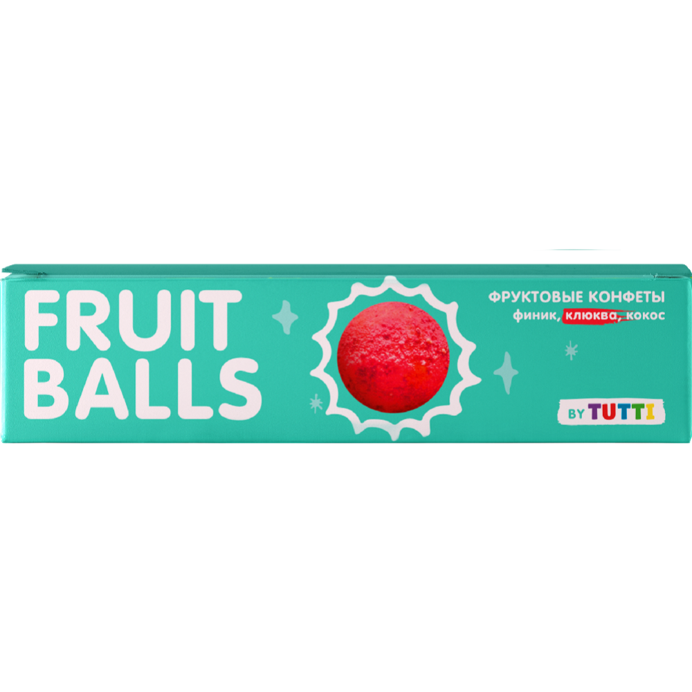 Кон­фе­ты фрук­то­вые «Tutti» Fruit Balls, финик, кокос и клюква, 38 г