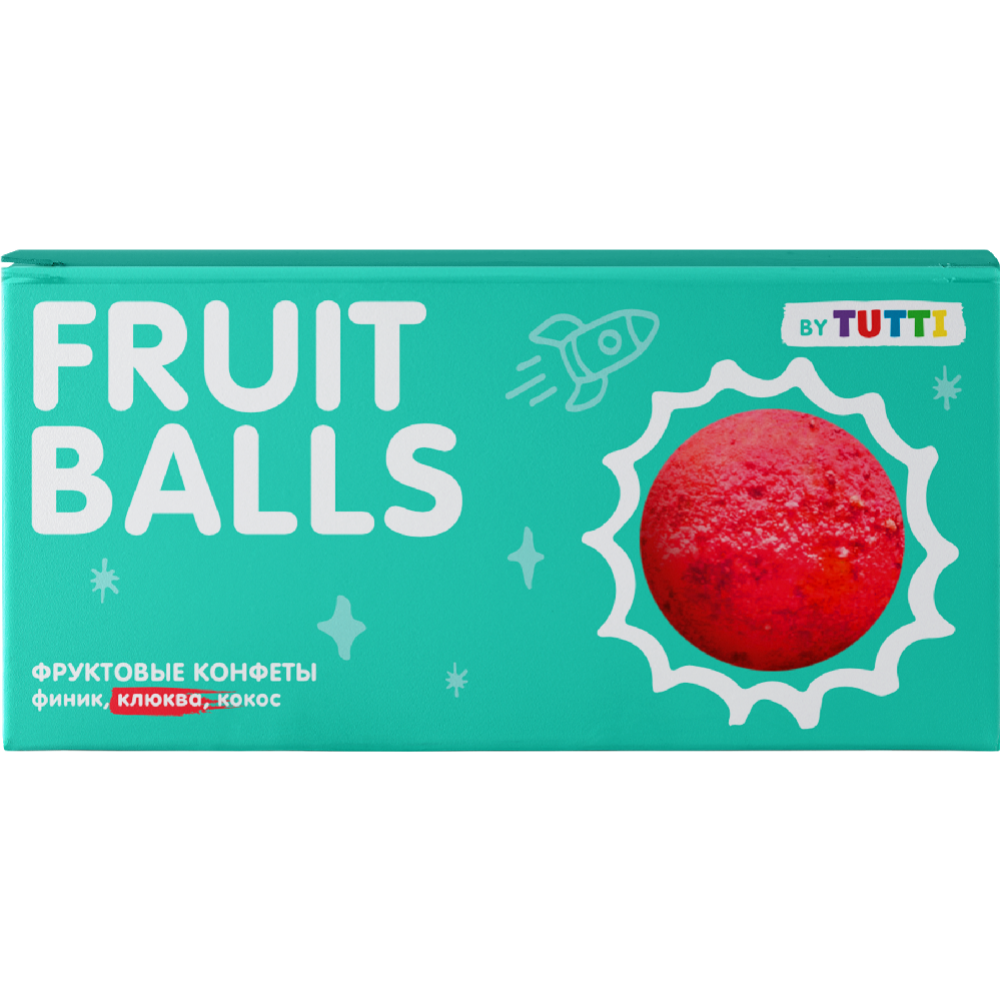 Кон­фе­ты фрук­то­вые «Tutti» Fruit Balls, финик, кокос и клюква, 76 г