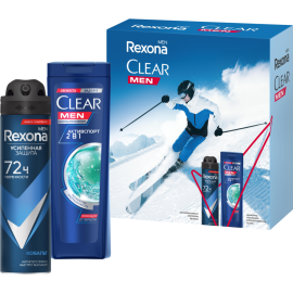 Подарочный набор «Rexona» Men+ Clear Абсолютная уверенность, дезодорант + шампунь для волос, 150+200 мл