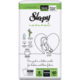 Под­гуз­ни­ки-тру­си­ки дет­ские «Sleepy Natural» 2Х Jumbo Pack, размер Extra Large, 15-25 кг, 40 шт