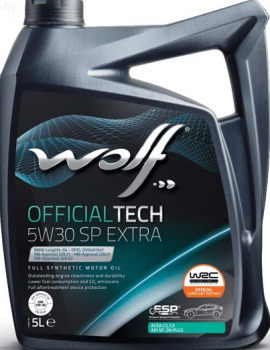 Моторное масло синтетическое WOLF OFFICIALTECH 5W-30 SP EXTRA ACEA C2/C3 API SP BMW LL-04 MB 229.52 5 л