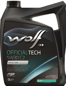 Моторное масло синтетическое WOLF  OFFICIALTECH 5W-30 ACEA C2 API SN/CF 5 л