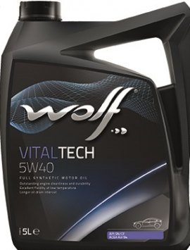 Моторное масло синтетическое WOLF VITALTECH 5W-40 ACEA A3/B4 API CF/SN BMW LL-01 MB 2293 VW 50500 5 л