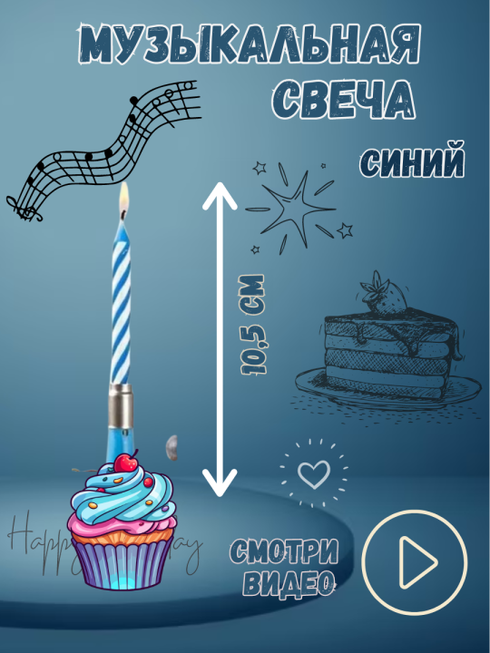 Свеча музыкальная синяя