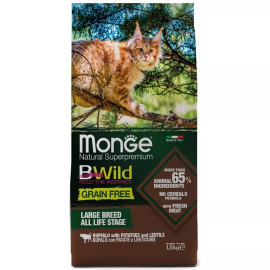 Сухой корм Monge Cat Bwild Grain Free Large Breed (Буйвол) для кошек крупных пород, 1,5 кг