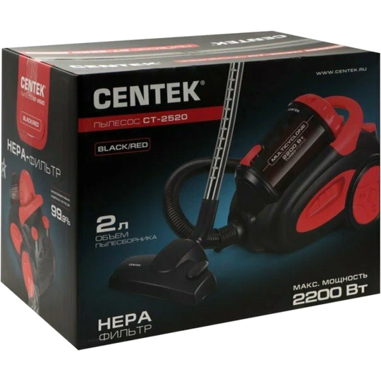 Пылесос «CENTEK» CT-2520, черный-красный