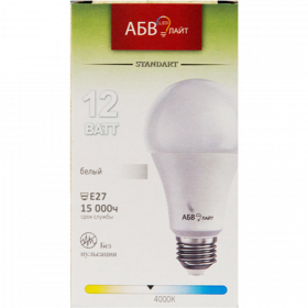 Лампа све­то­ди­од­ная «АБВ Лайт» A60 12W E27 4000К