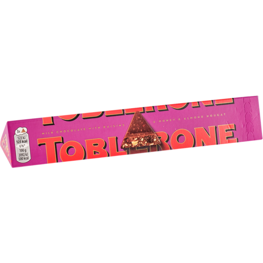 Шоколад «Toblerone» молочный с изюмом, орехами и медовой нугой, 100 г