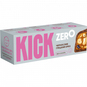 Ба­тон­чик «Kick» без сахара ара­хи­со­вый с изюмом, чер­но­с­ли­вом и грец­ким орехом, 45 г