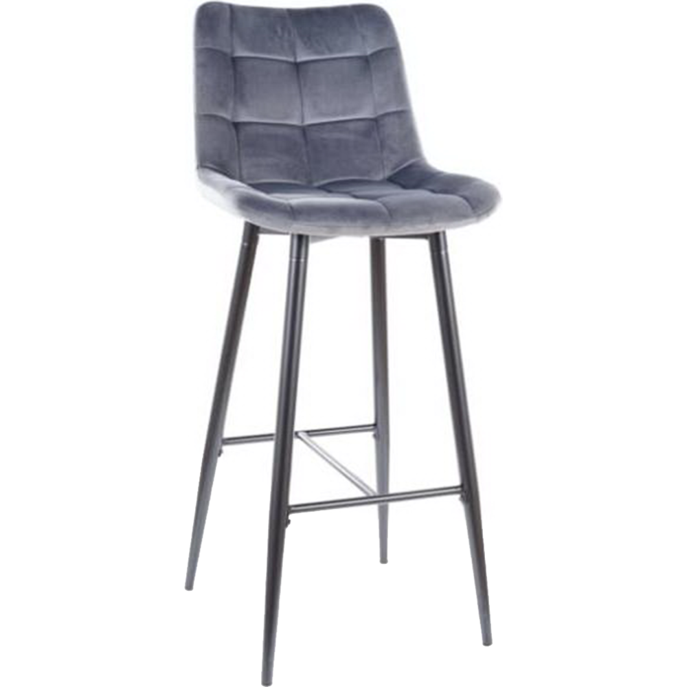 Барный стул «Signal» Chic H-1 Velvet Bluvel 14, серый/черный, CHICH1VCSZ