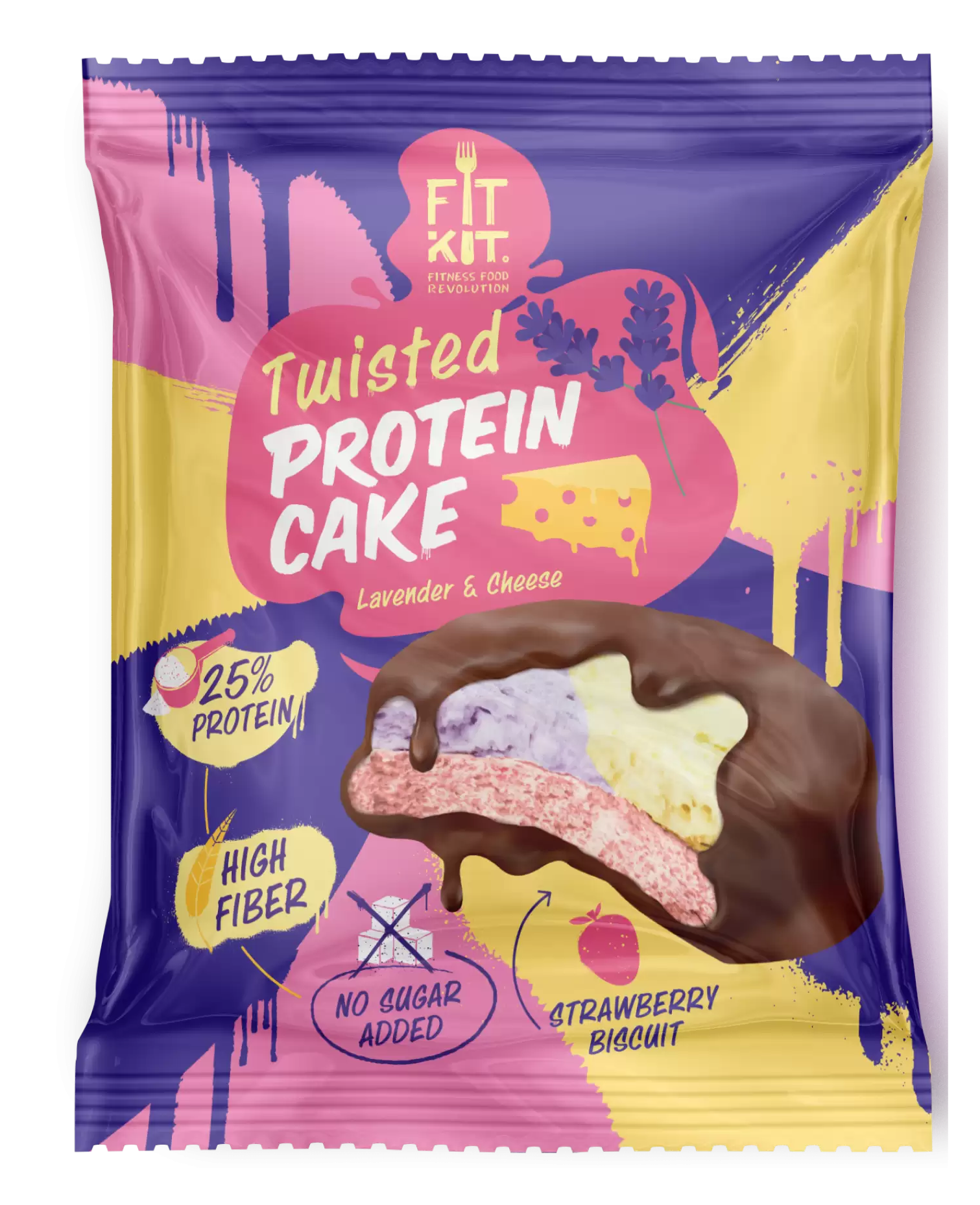 Протеиновое печенье Fit Kit Twisted Protein Cake, 70 гр. (Лаванда-Сыр)