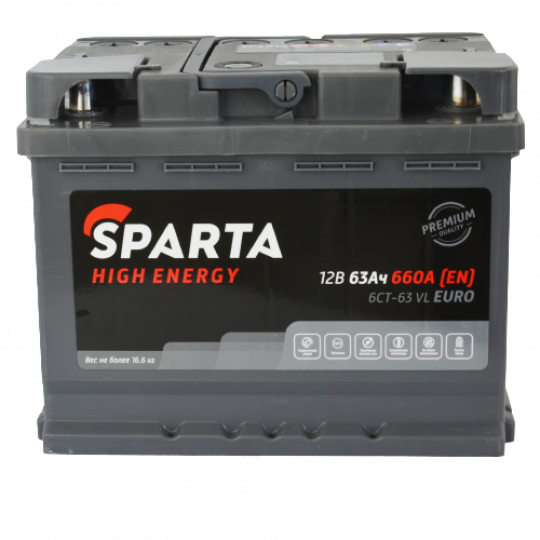 Аккумулятор SPARTA High Energy 6СТ-63 Евро