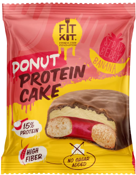 Протеиновое печенье Fit Kit Donut Protein Cake, 100 гр. (Клубника-Банан)