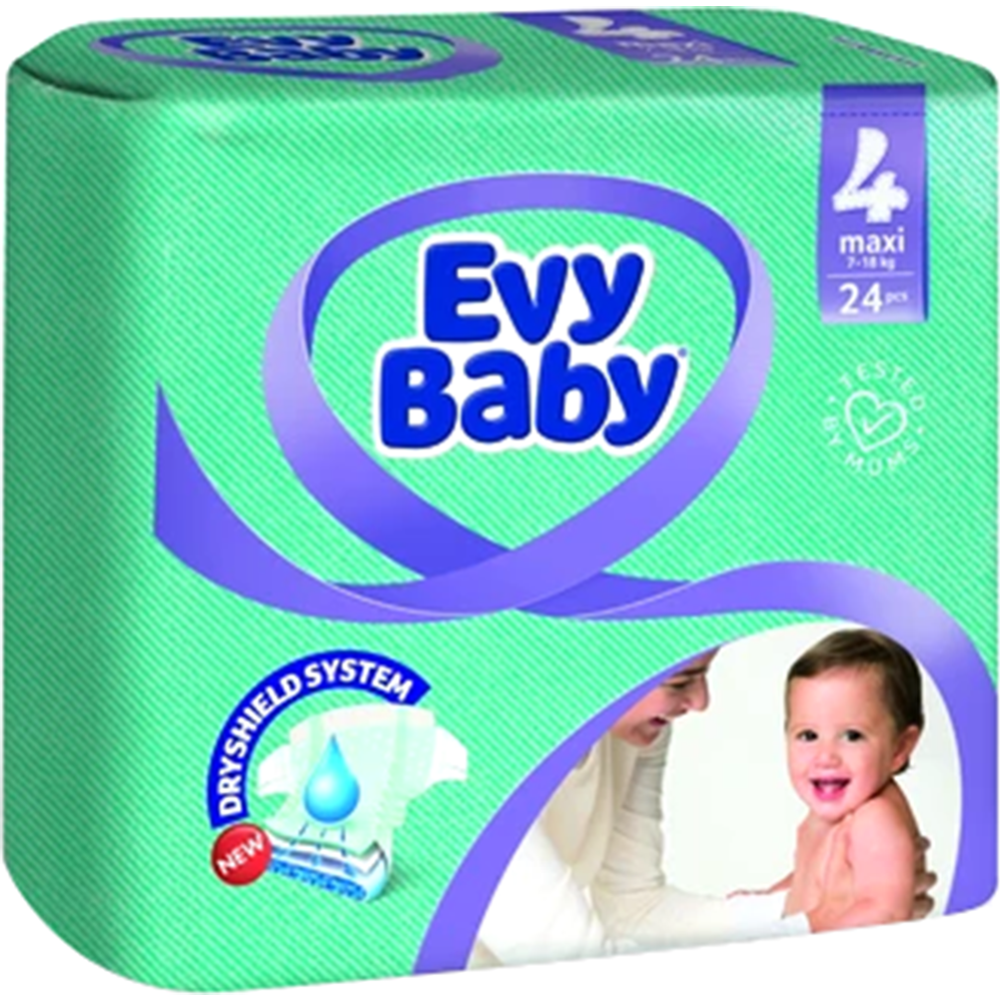 Подгузники детские «Evy Baby» размер Maxi 4, 7-18 кг, 24 шт