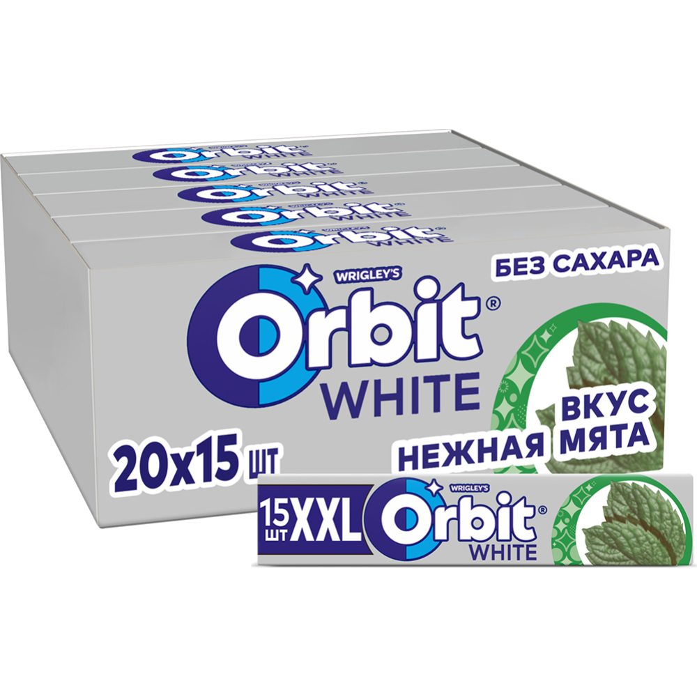 Жевательная резинка «Orbit White XXL» нежная мята, 10 шт, 20.4 г #1