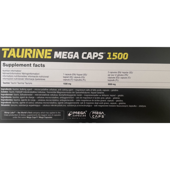 ТАУРИН TAURINE MEGA CAPS ОТ OLIMP (120 КАПСУЛ) Польша