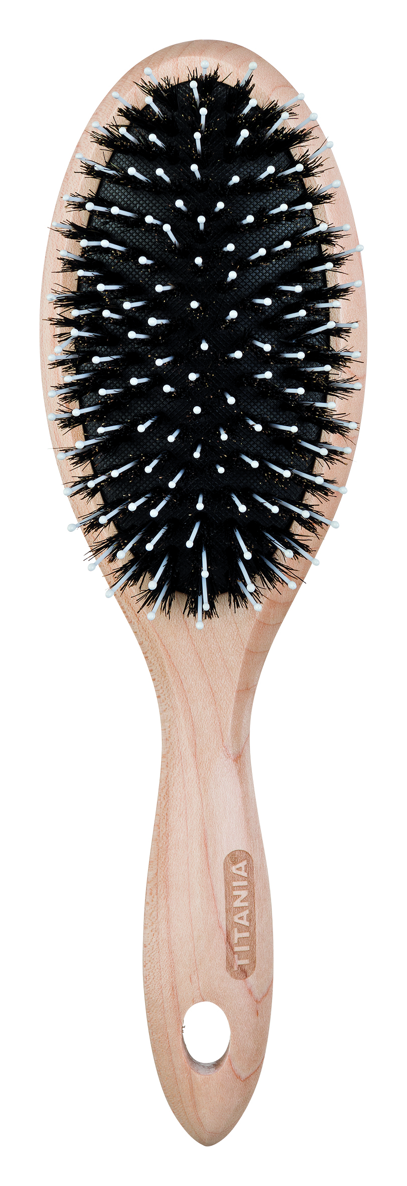 Щетка для ухода за волосами из древесины клена Hair care brush, oval, maple wood 80% натуральной щетины + 20 % нейлоновых зубьев, овальная, 22,5 см