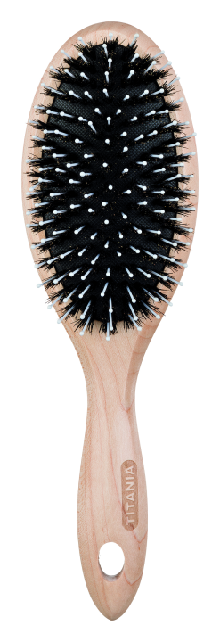 Щетка для ухода за волосами из древесины клена Hair care brush, oval, maple wood 80% натуральной щетины + 20 % нейлоновых зубьев, овальная, 22,5 см