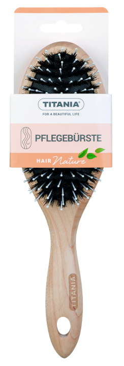 Щетка для ухода за волосами из древесины клена Hair care brush, oval, maple wood 80% натуральной щетины + 20 % нейлоновых зубьев, овальная, 22,5 см