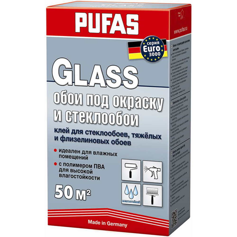 Клей для обоев «Pufas» Glass Euro 3000, 500 г