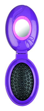 Щетка складная с зеркалом Folding hair brush with mirror, фиолетовая, 8,5 см