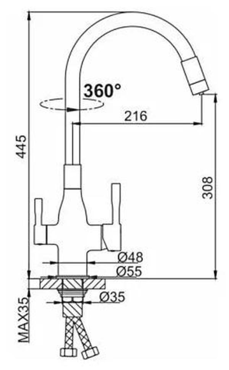 Смеситель для кухни Frap F4396-3 Золотой сатин + Чистящее средство для смесителей Gappo GGG 550мл В ПОДАРОК 🎁