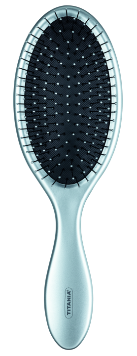 Щетка для расчесывания мокрых волос Detangling brush „Wet Hair“, гибкие зубья, серебряная, 22 см