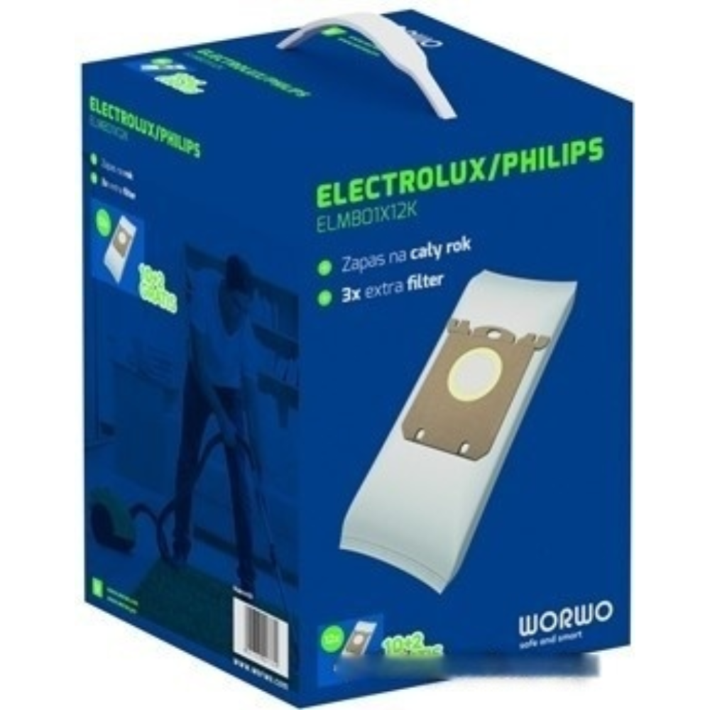 Комплект пылесборников «Worwo» ELMB 01, для Electrolux, Philips WOR-BAG, 12 шт