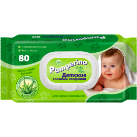 Детские влажные салфетки «Pamperino» с экстрактом алоэ, 80 шт