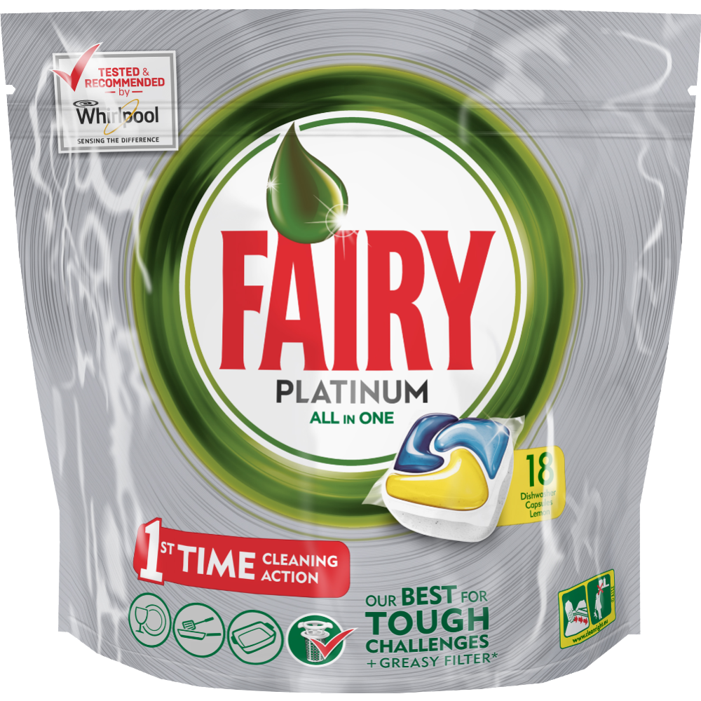 Капсулы для посудомоечных машин «Fairy» Platinum All in One, 18 шт