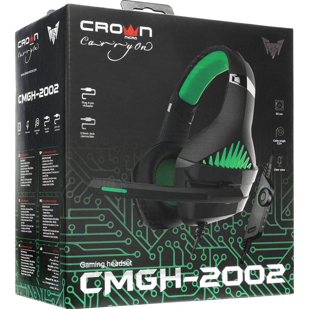 Наушники игровые «Crown» CMGH-2002 Green