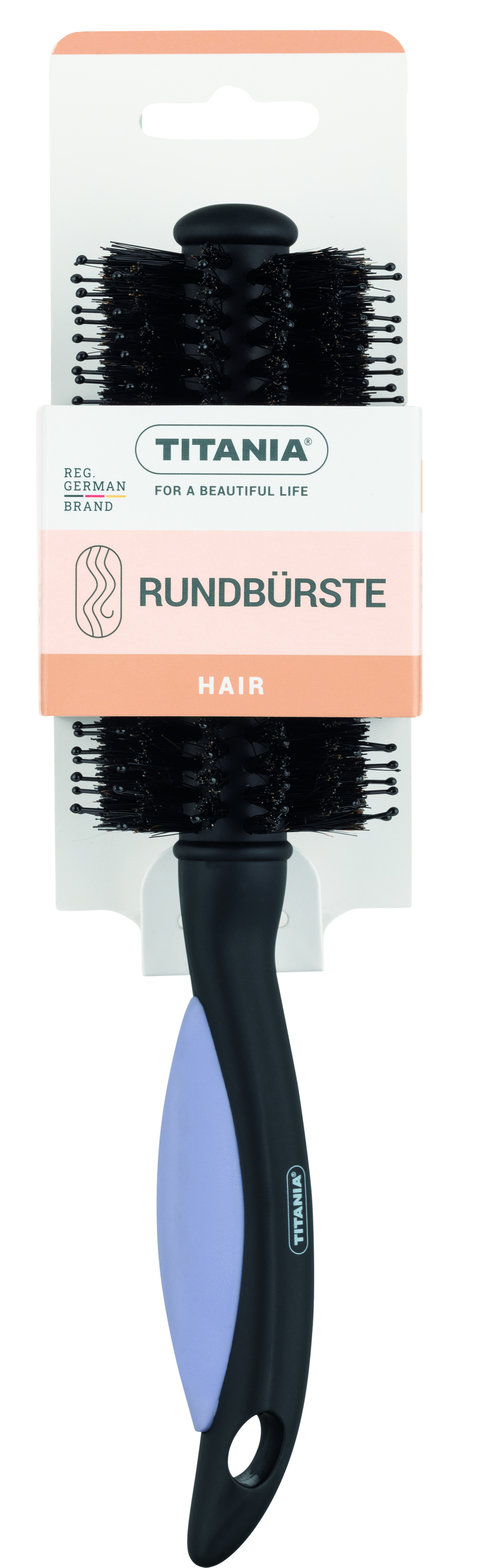 Щетка круглая Round brush (брашинг), нейлон и натуральная щетина, диаметр 5,5 см, синяя, 22,5 см