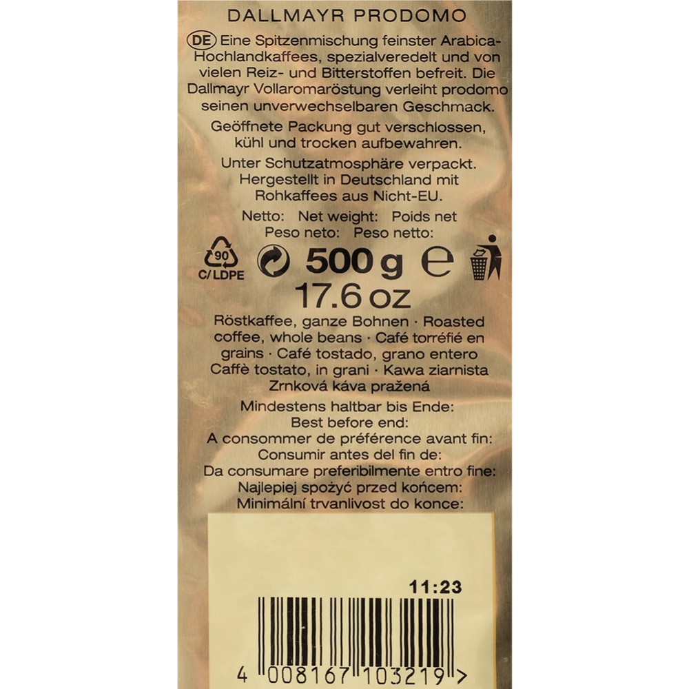 Кофе в зернах «Dallmayr» Prodomo, 500 г #4