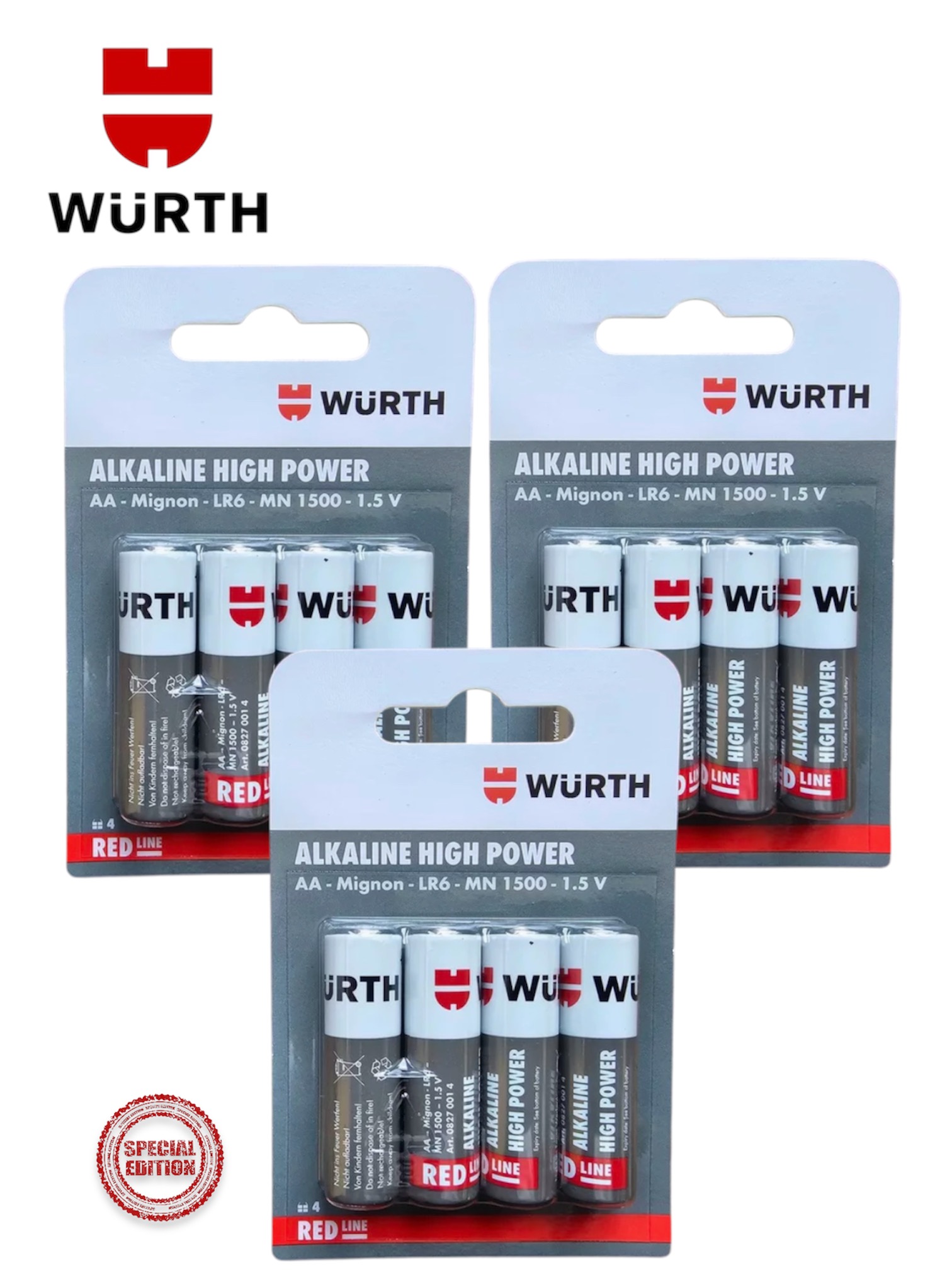 Батарейка WURTH алкалиновая AA/LR6-1.5 V, 12 шт