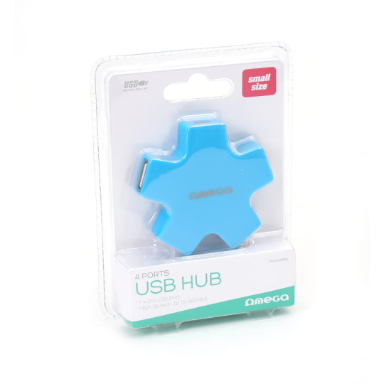 Разветвитель USB 2.0 OMEGA 4*USB голубой OUH24SBL