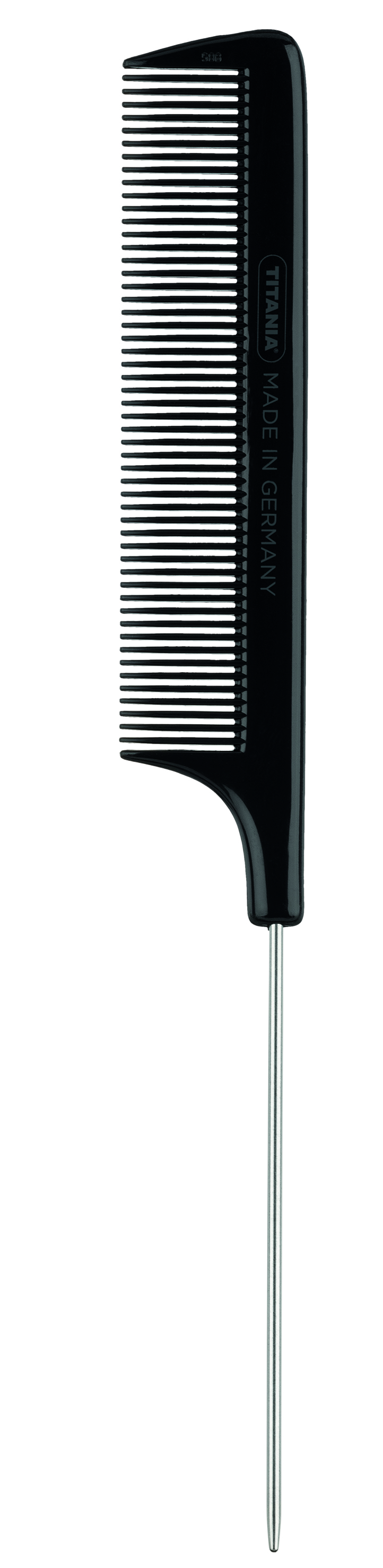 Расческа-гребень с металлическим хвостиком Needle style comb with handle, черная, 21,5 см