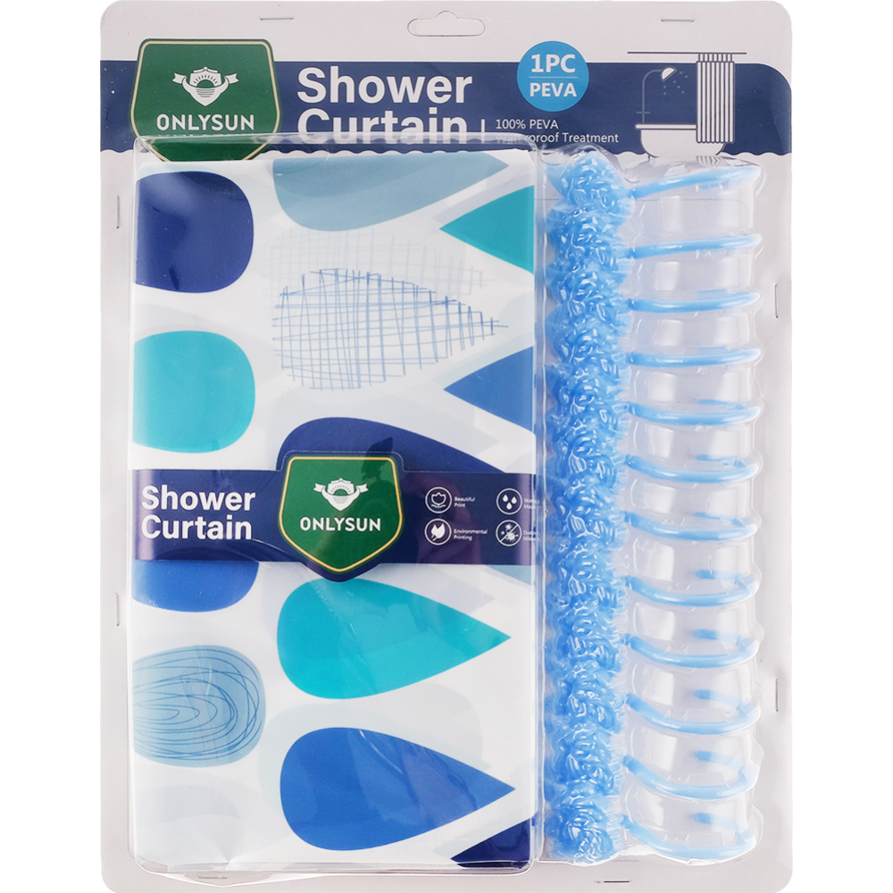 Шторка для ванной «Shower» 180х180 см, 2104145020, синяя