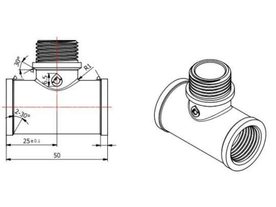 Тройник 1/2" вн.-нар.-вн., AV Engineering