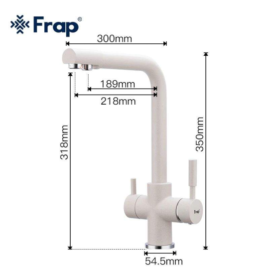 Смеситель для кухни Frap F4352-24 Молочный + Чистящее средство для смесителей Gappo GGG 550мл В ПОДАРОК 🎁