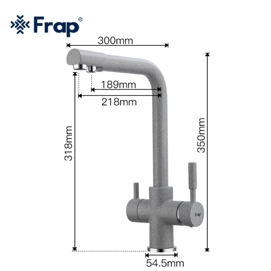 Смеситель для кухни Frap F4352-22 Серый + Чистящее средство для смесителей Gappo GGG 550мл В ПОДАРОК 🎁