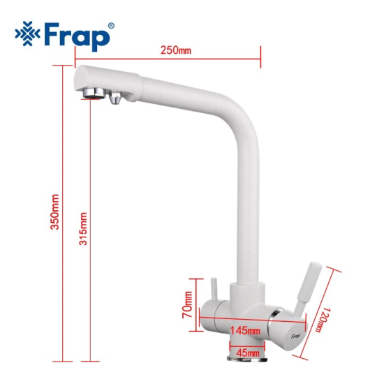 Смеситель для кухни Frap F4352-8 Белый + Чистящее средство для смесителей Gappo GGG 550мл В ПОДАРОК 🎁