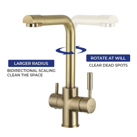 Смеситель для кухни Frap F4352-3 Золотой сатин + Чистящее средство для смесителей Gappo GGG 550мл В ПОДАРОК 🎁
