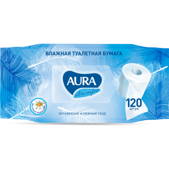 Влажная туалетная бумага «Aura» Ultra Comfort, 120 шт