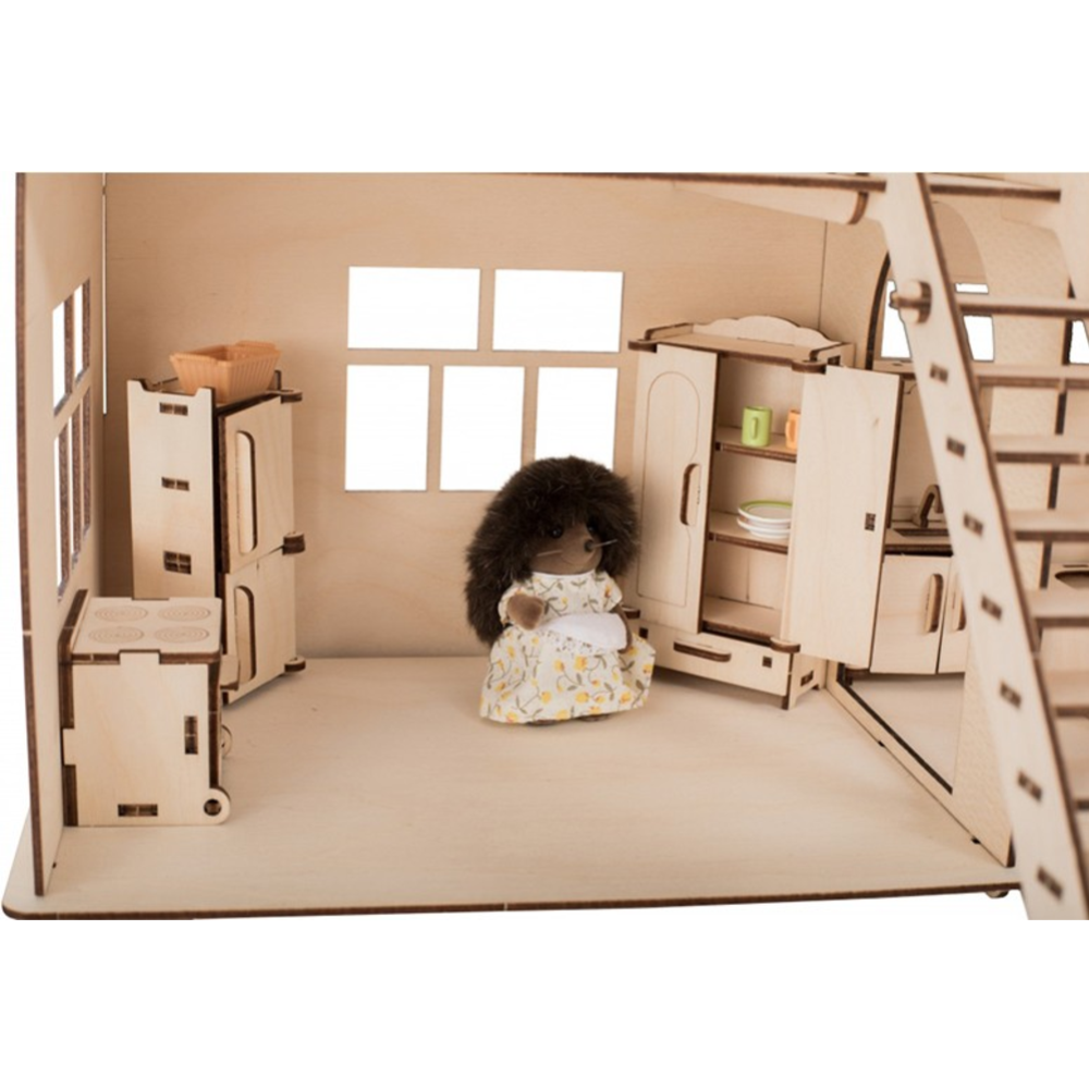 Кукольный домик «ХэппиДом» Коттедж с пристройкой и мебелью, HK-D004