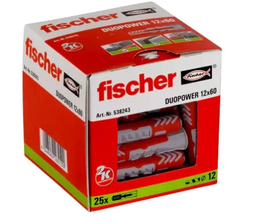 Универсальный дюбель 12х60 Fischer DUOPOWER (упак.25 шт.)